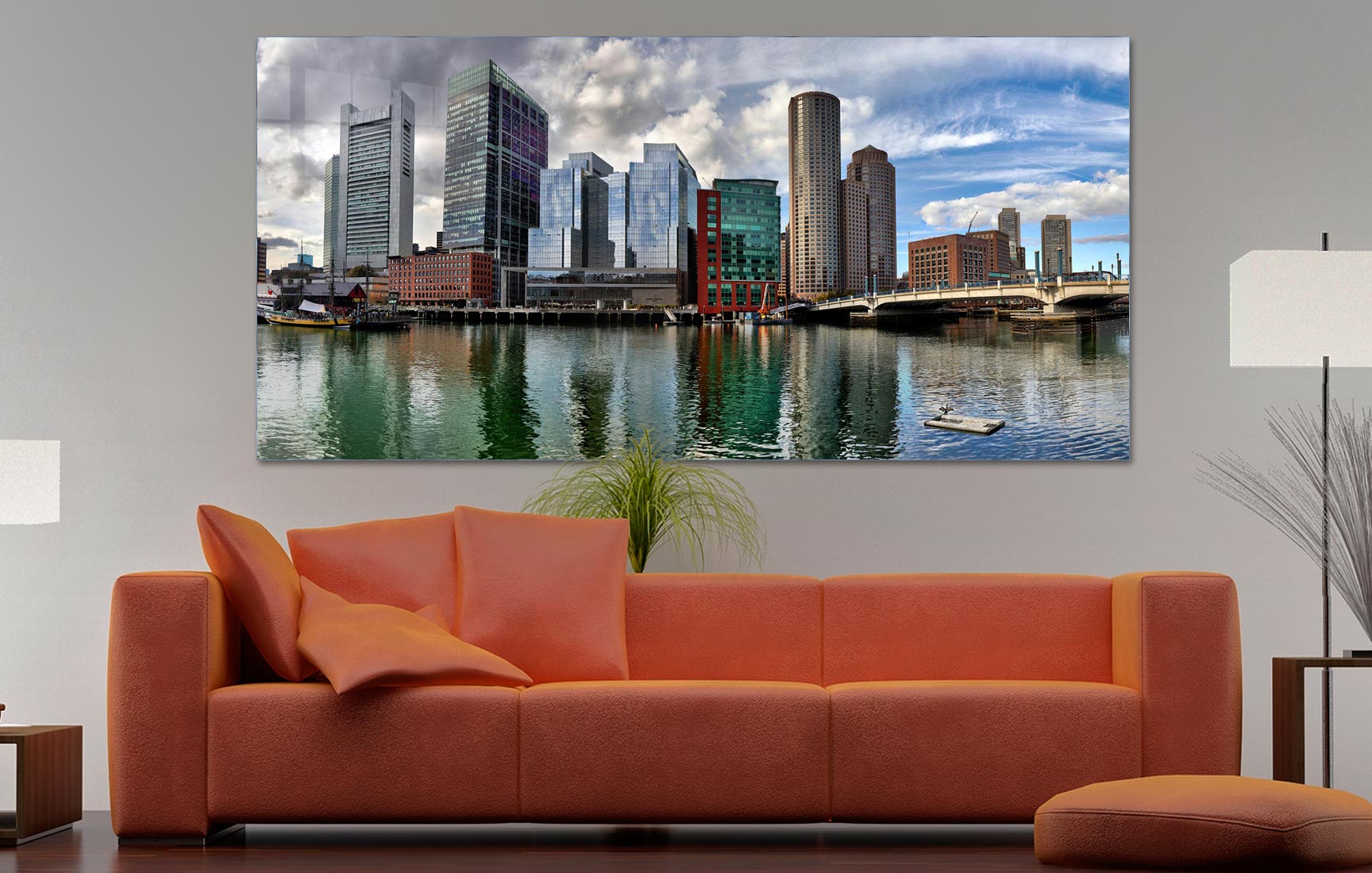 Large format fine art photograph of Boston Harbor Skyline
