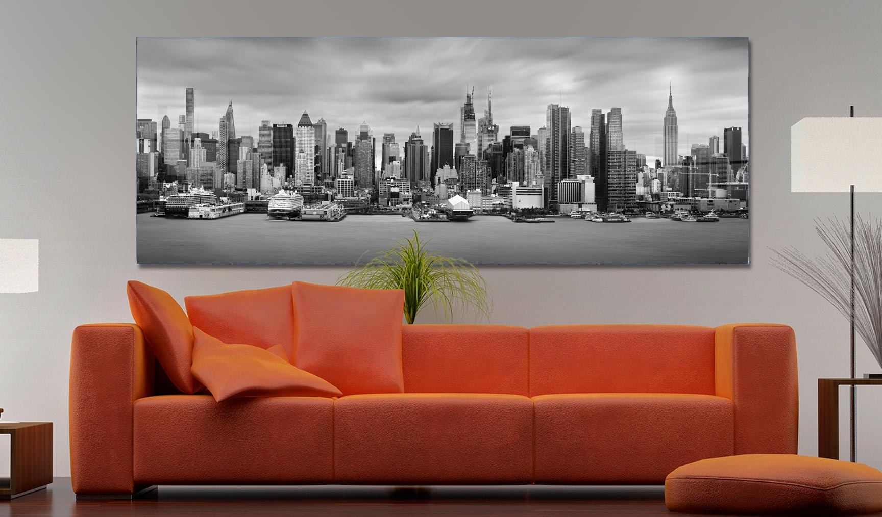 Large format fine art photograph of Black and White New York Skyline