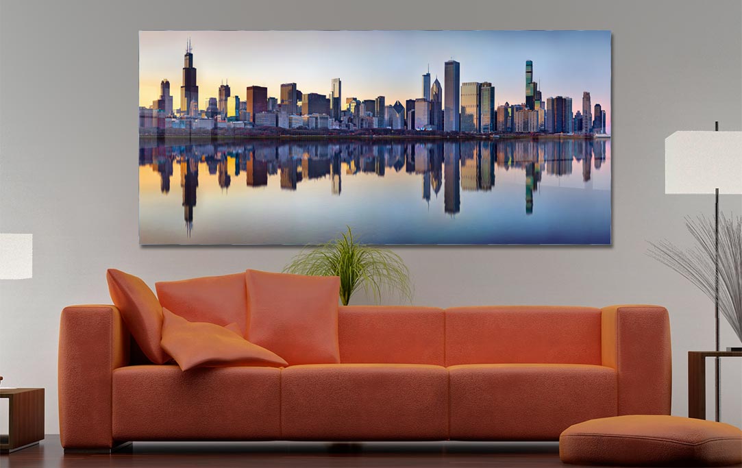 Large format fine art photograph of Sunset Chicago Skyline Photograph