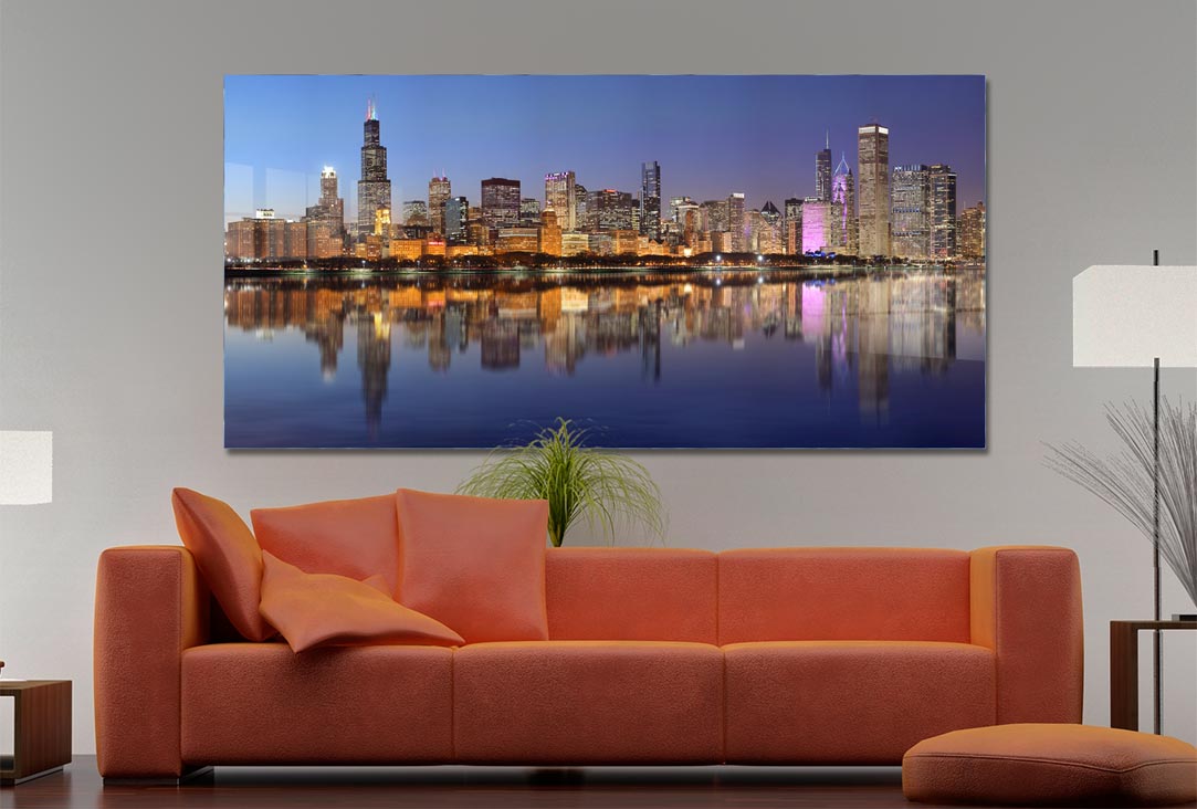 Chicago Skyline Night Photograph