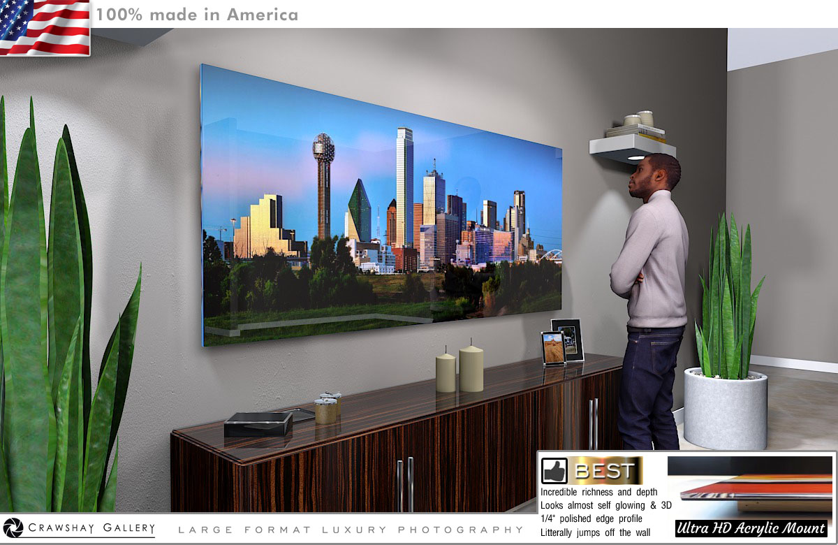 Face Mounted Acrylic Print of The Dallas Texas Skyline