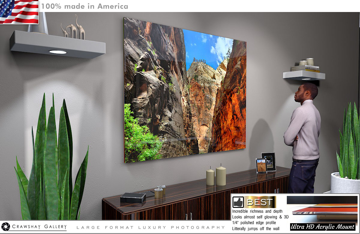 Face Mounted Acrylic Print of The Narrows Zion National Park