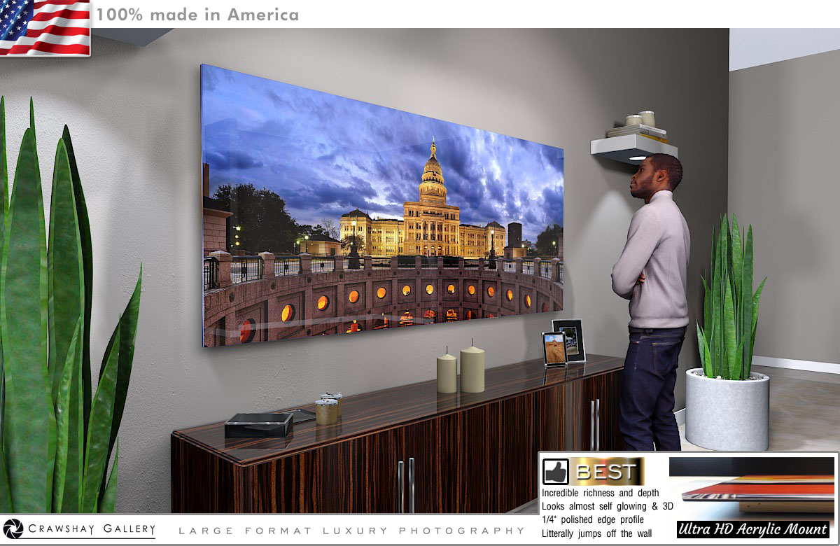 Face Mounted Acrylic Print of Texas State Capitol Austin