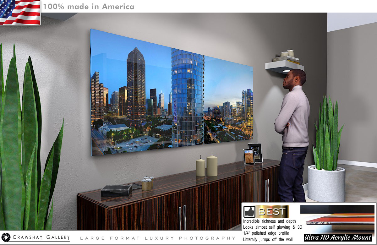 Face Mounted Acrylic Print of Dallas Uptown Skyline