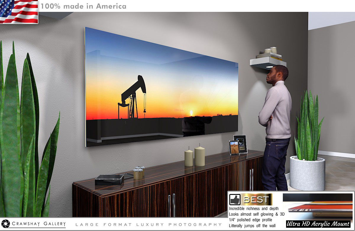 Face Mounted Acrylic Print of Texas Pumping Jack