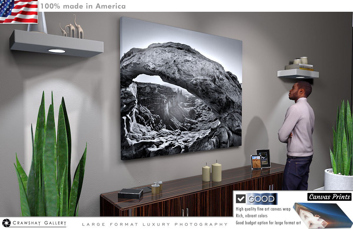 Canvas Print of Alternative Mesa Arch Angle Black & White