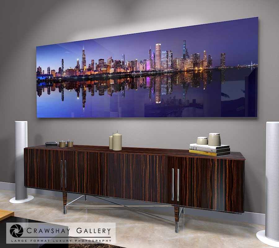 large format photograph of Chicago Skyline Panorama Gigapixel depicted in room