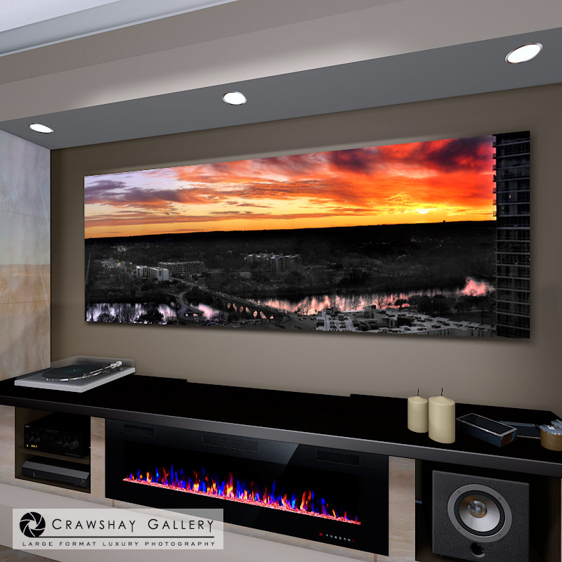 large format photograph of Incredible Austin Texas Sunset depicted in room