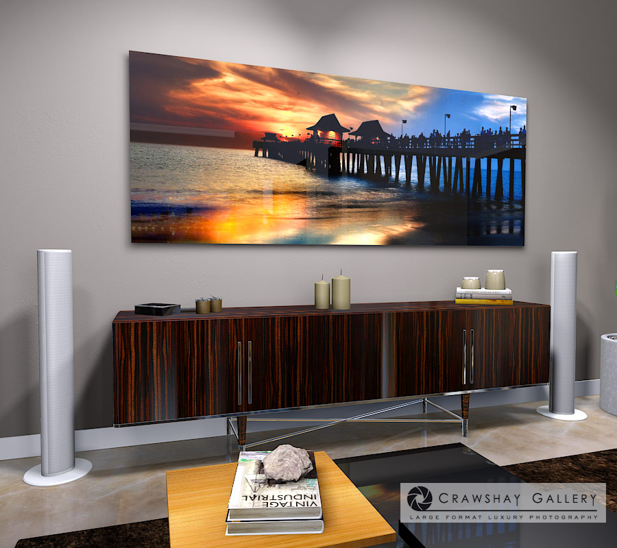 large format photograph of Sunset at Naples Beach Florida depicted in room