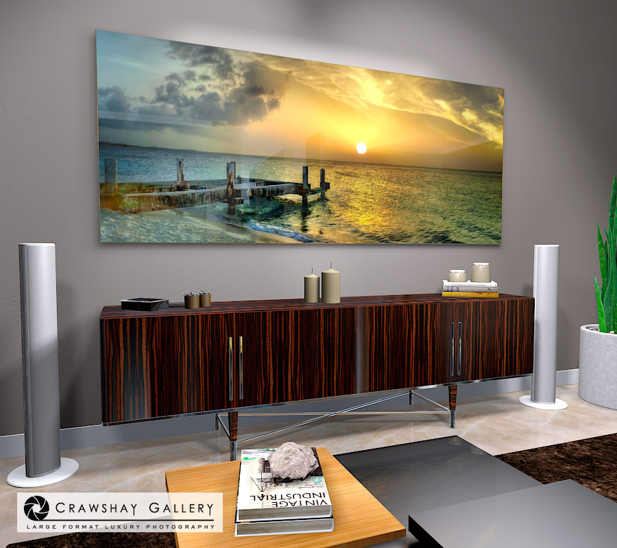 large format photograph of Pier Sunset Beach depicted in room
