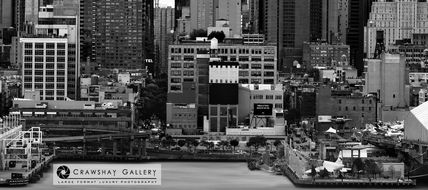 Close up of large format photograph of New York Skyline in Black and White