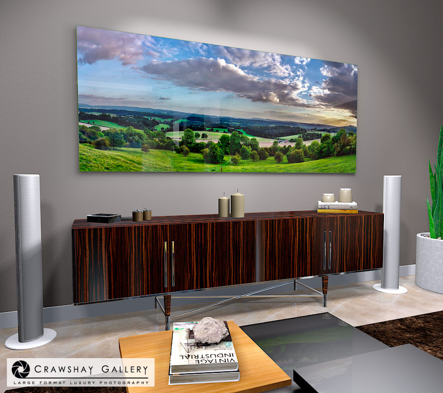 large format photograph of Rolling Hills of England depicted in room