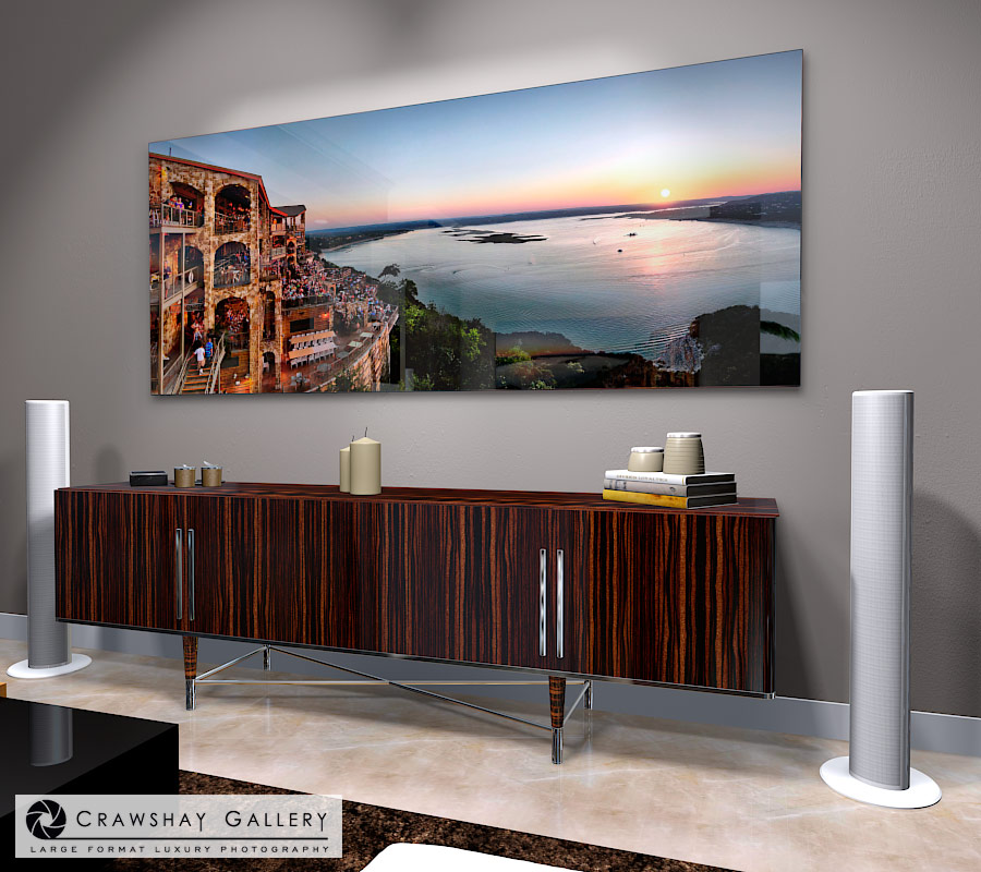 large format photograph of The Famous Oasis Texas Sunset depicted in room