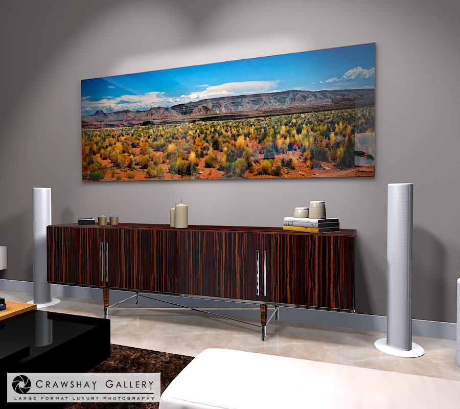 large format photograph of Utah Mountains depicted in room
