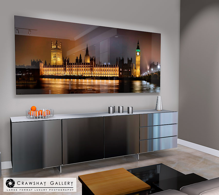 large format photograph of The Houses of Parliament UK depicted in room