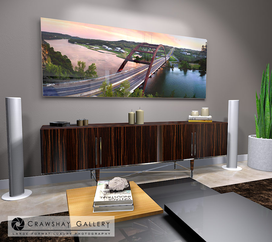 large format photograph of The 360 Bridge (Pennybacker) depicted in room