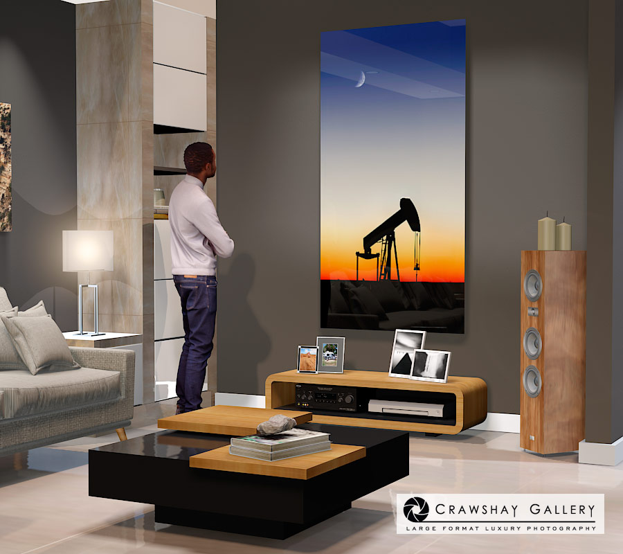 large format photograph of A Lone Texas Pump Jack depicted in room