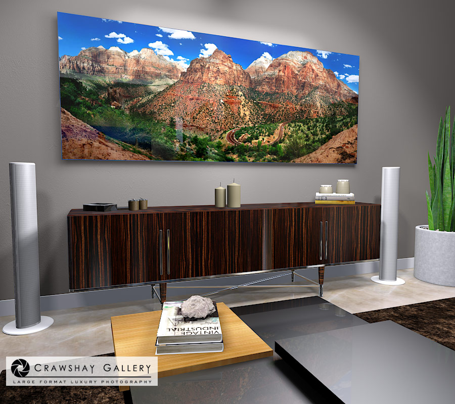 large format photograph of Scenic Drive Zion Canyon depicted in room