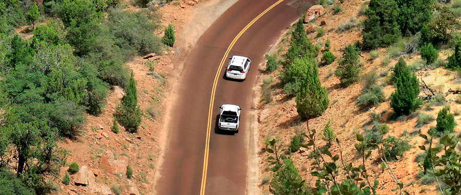 Close up of large format photograph of Scenic Drive Zion Canyon