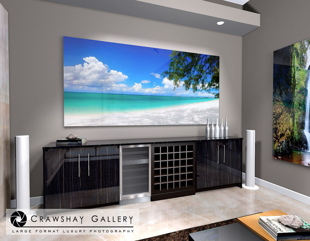 large format photograph of Grand Cayman Seven Mile Beach depicted in room