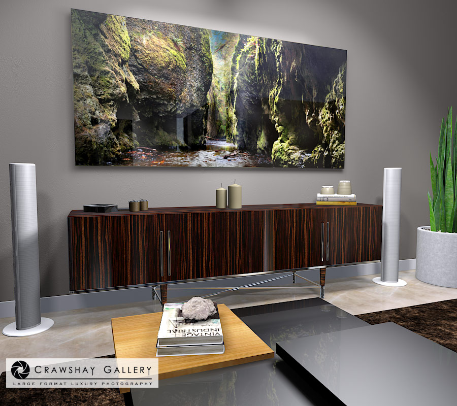 large format photograph of Green Slot Canyons Photograph depicted in room