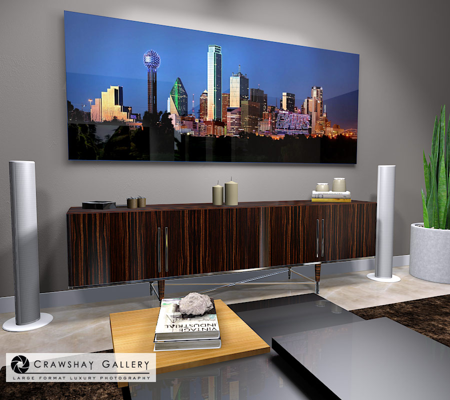large format photograph of Dallas Skyline Giants depicted in room