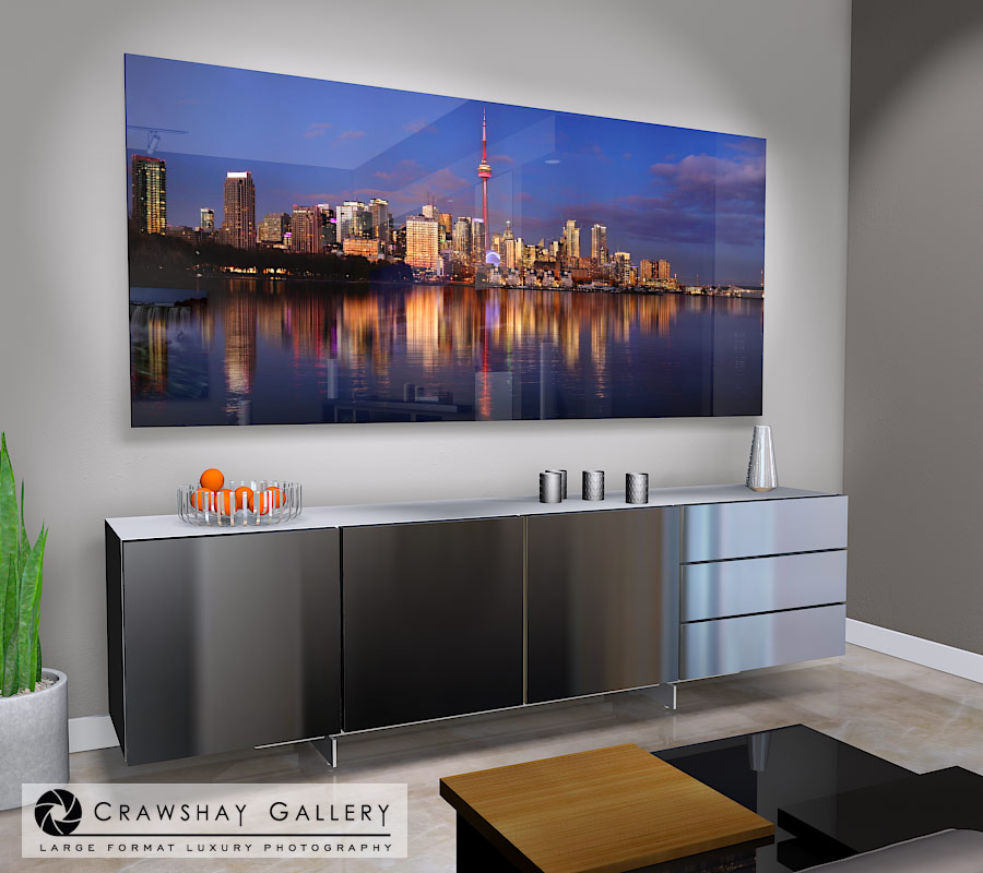 large format photograph of Toronto Night Skyline depicted in room