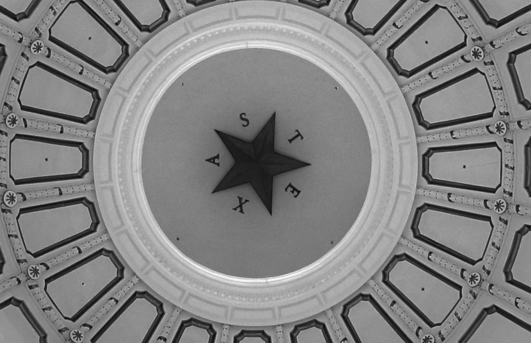 Close up of large format photograph of Texas State Capitol Interior