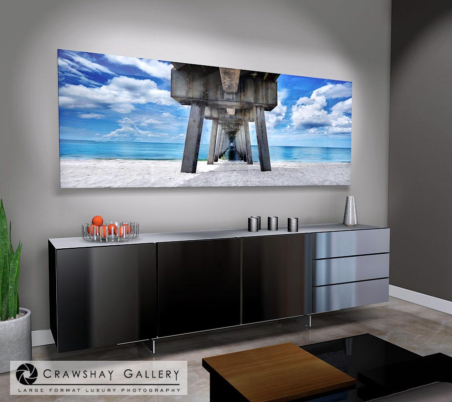 large format photograph of Venice Beach Pier Photograph depicted in room