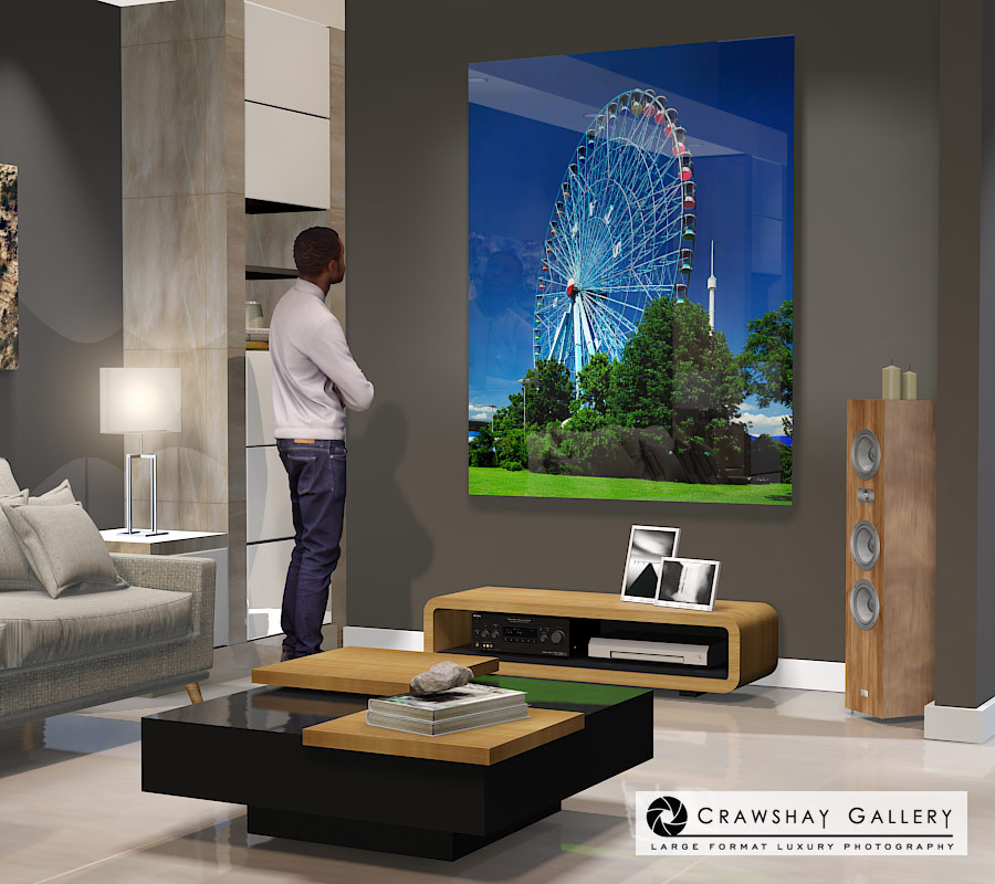 large format photograph of Fair Park Dallas Ferris Wheel depicted in room