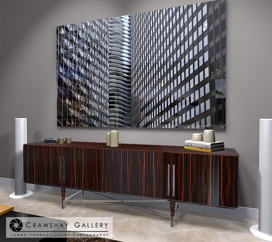 large format photograph of Chicago Architecture depicted in room