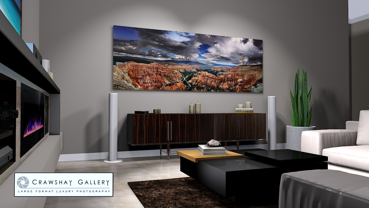 large format photograph of Bryce Canyon Panoramic Photograph depicted in room
