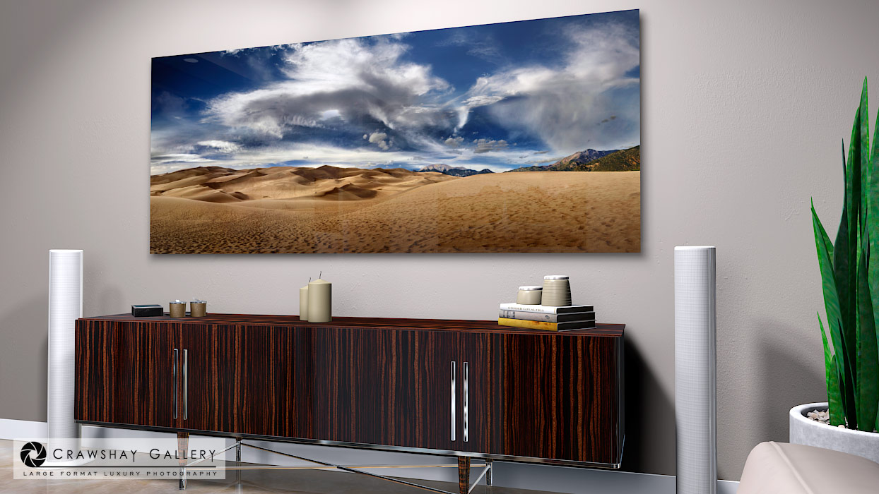 large format photograph of The Great Sandunes of Colorado depicted in room