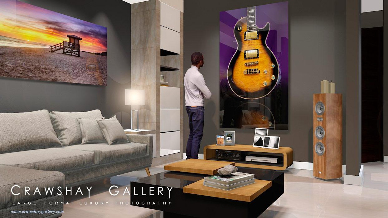 large format photograph of Gibson Les Paul Large Format Photograph depicted in room