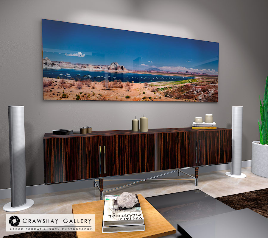 large format photograph of Lake Powell Page Arizona depicted in room