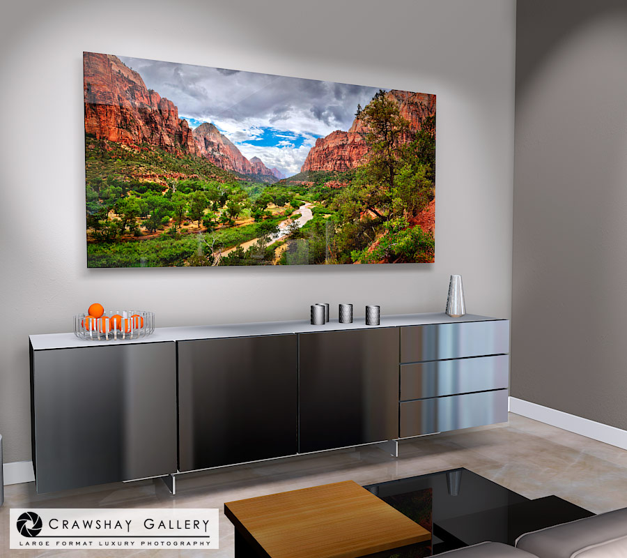 large format photograph of The Narrows Zion Canyon depicted in room