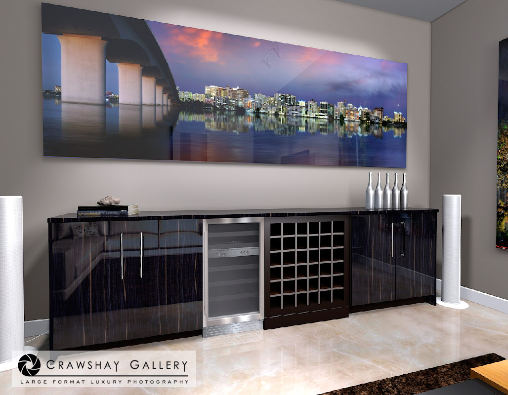 large format photograph of Sundown Sarasota Skyline depicted in room