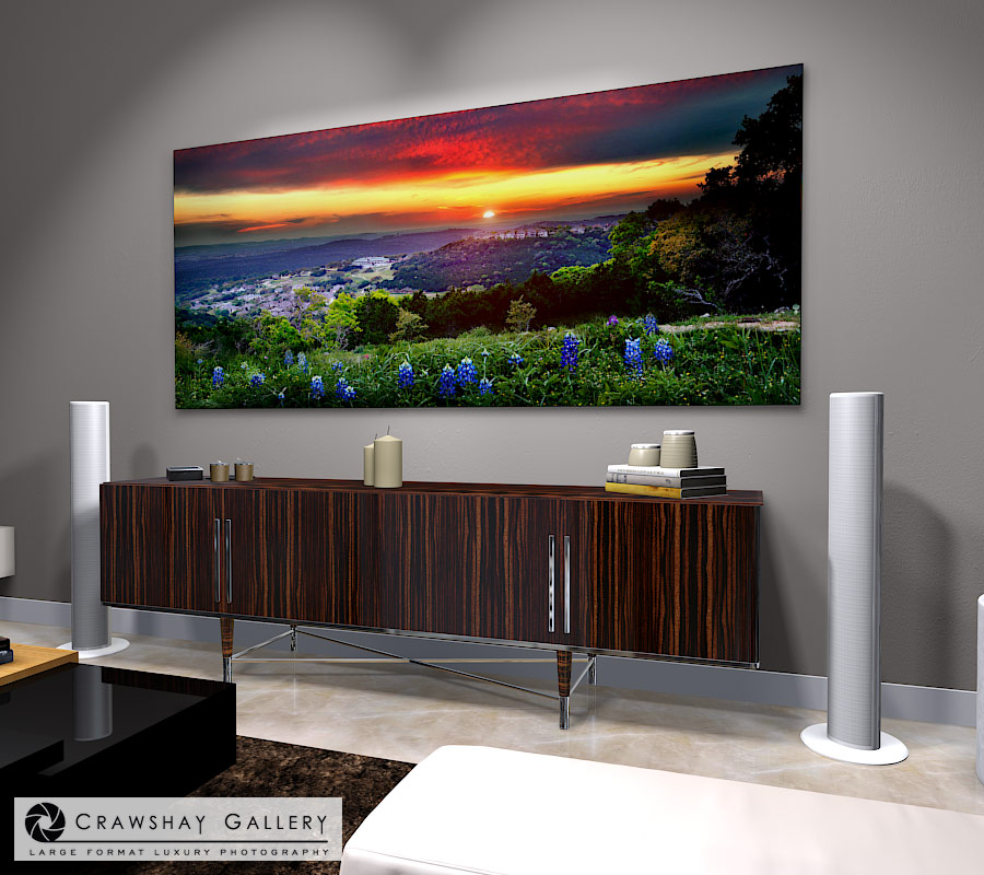 large format photograph of Texas Hill Country by Riverplace depicted in room