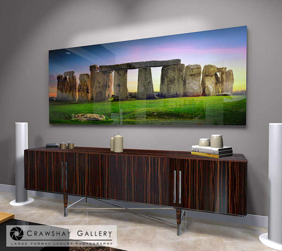 large format photograph of Stone Henge Panoramic Photograph depicted in room