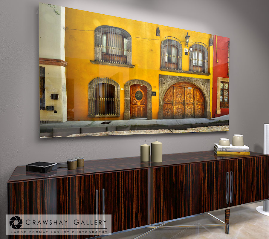 large format photograph of Classic Mexican Doors and House depicted in room