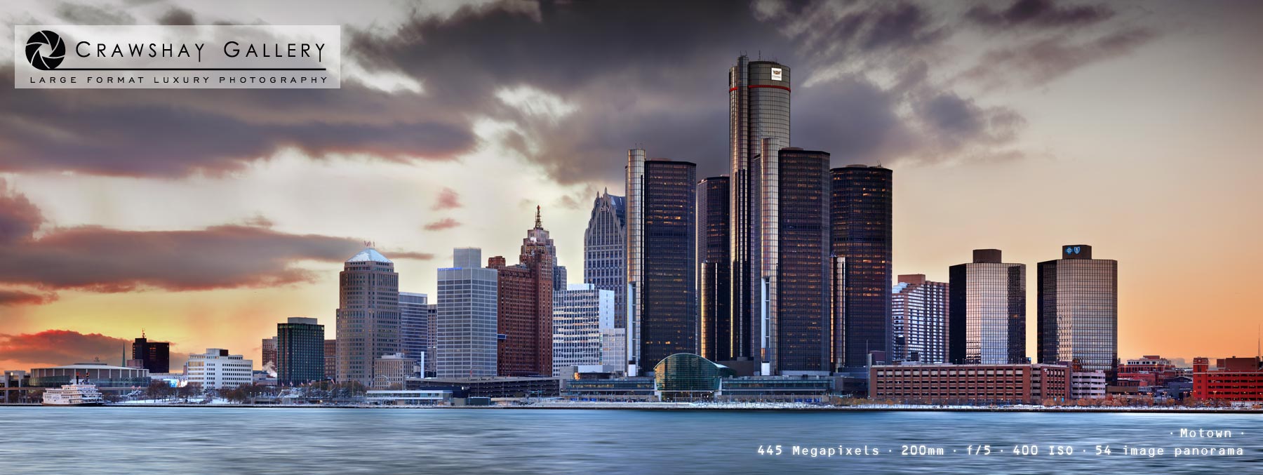 Image of Detroit Panoramic Skyline Photofraph