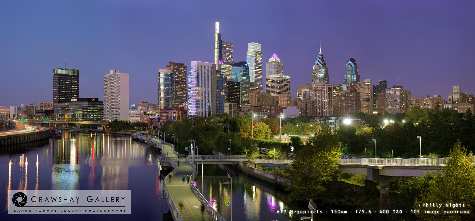 Image of Philadelphia Dusk Skyline Panorama